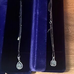 Delicate Silver Pearl Drop Pendant Necklace - Sparkling White Crystal